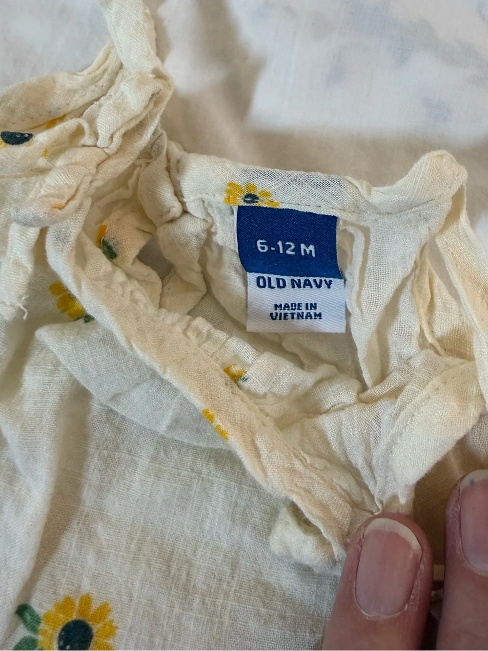 Old Navy Baby Girls Cream Sunflower Dress and Bloomer Set